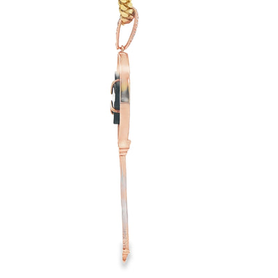14K KEY CZ CLOVER ROSE GOLD