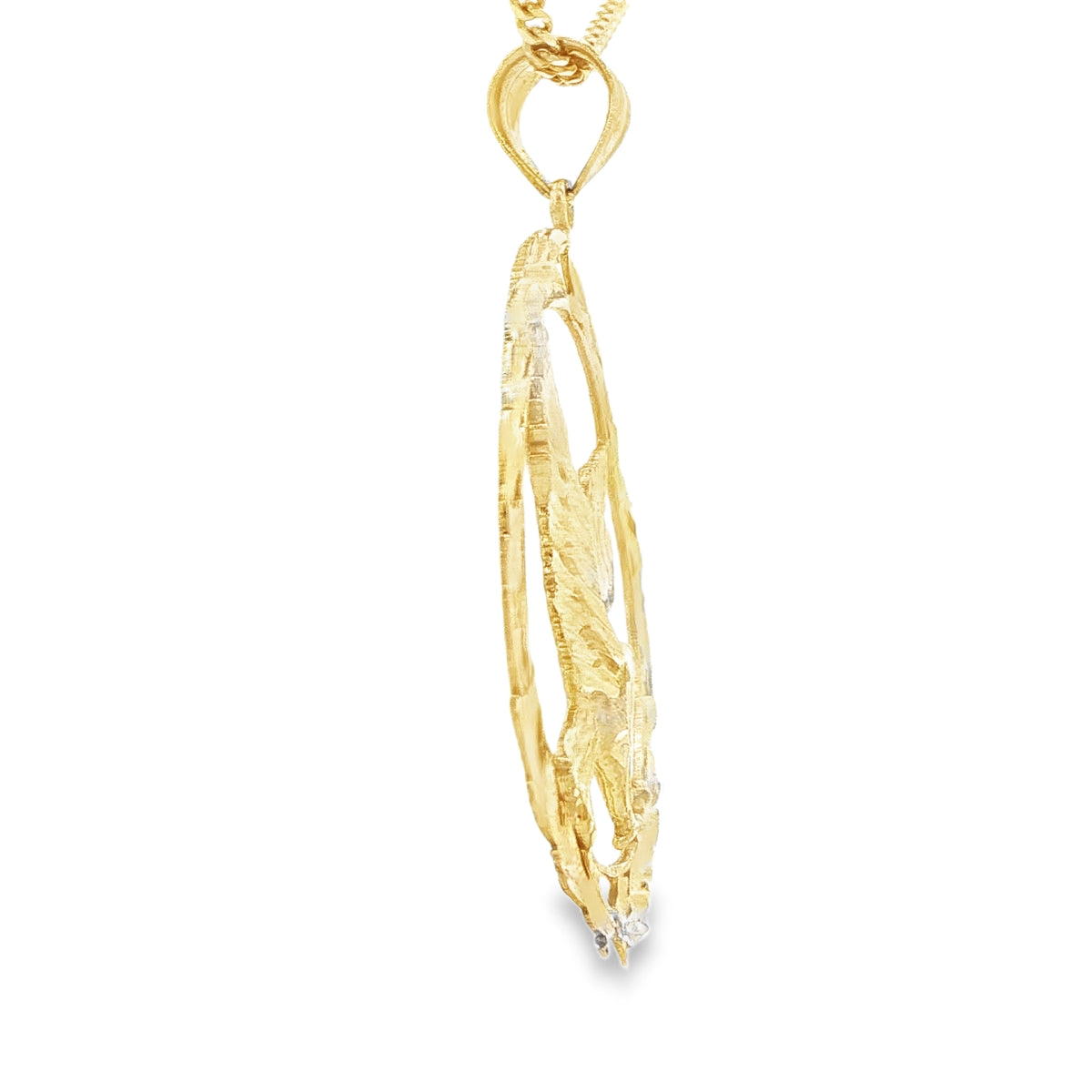 PENDANT 14KP 5.9G EAGLE DC LEAF PATTERN BORDER