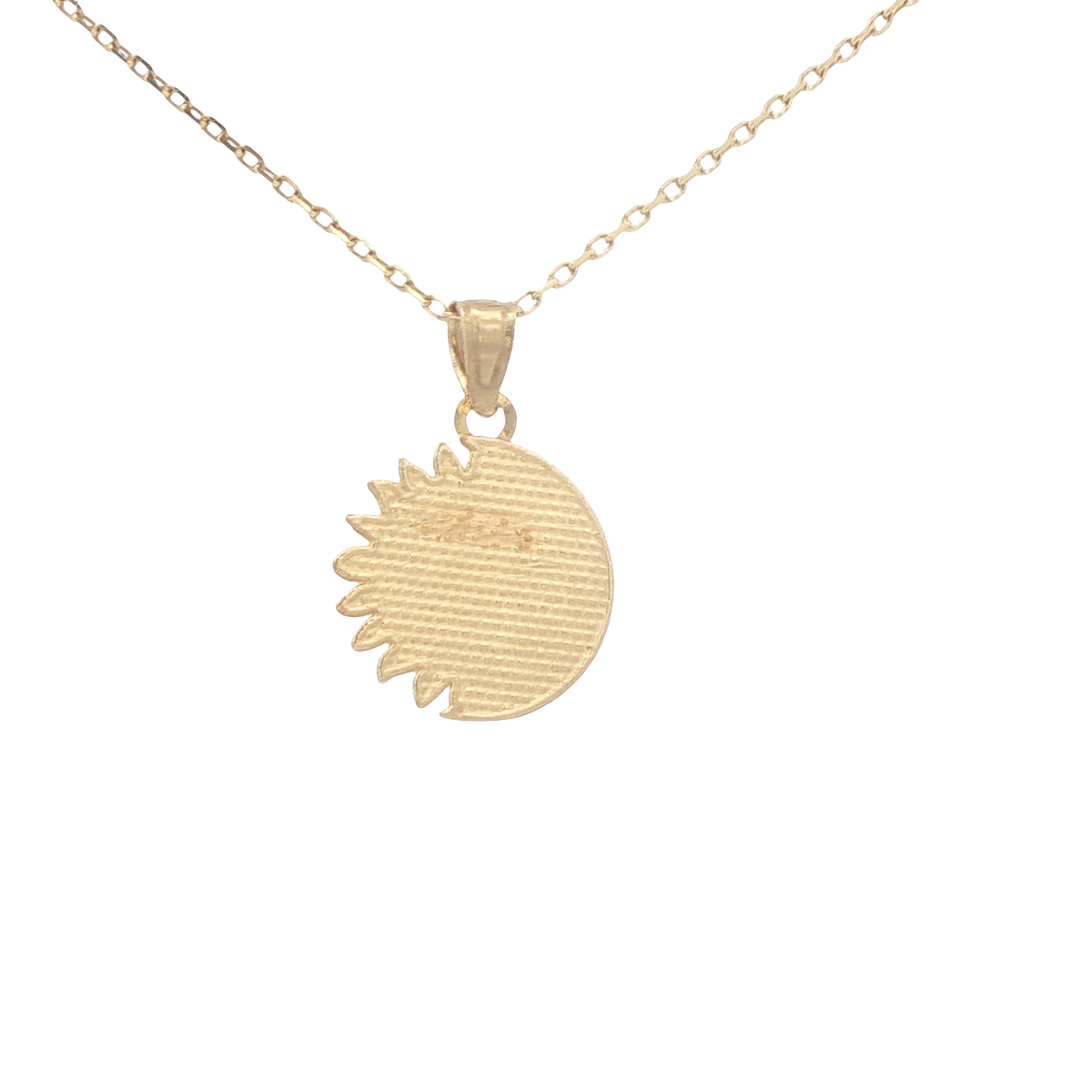 PENDENT 14KP 1/2SUN & 1/2MOON WITH FACE