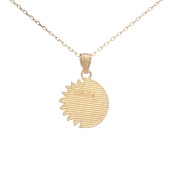 PENDENT 14KP 1/2SUN & 1/2MOON WITH FACE
