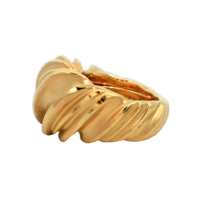 14K DOME RING STRIPED SATIN & POLISHED #7