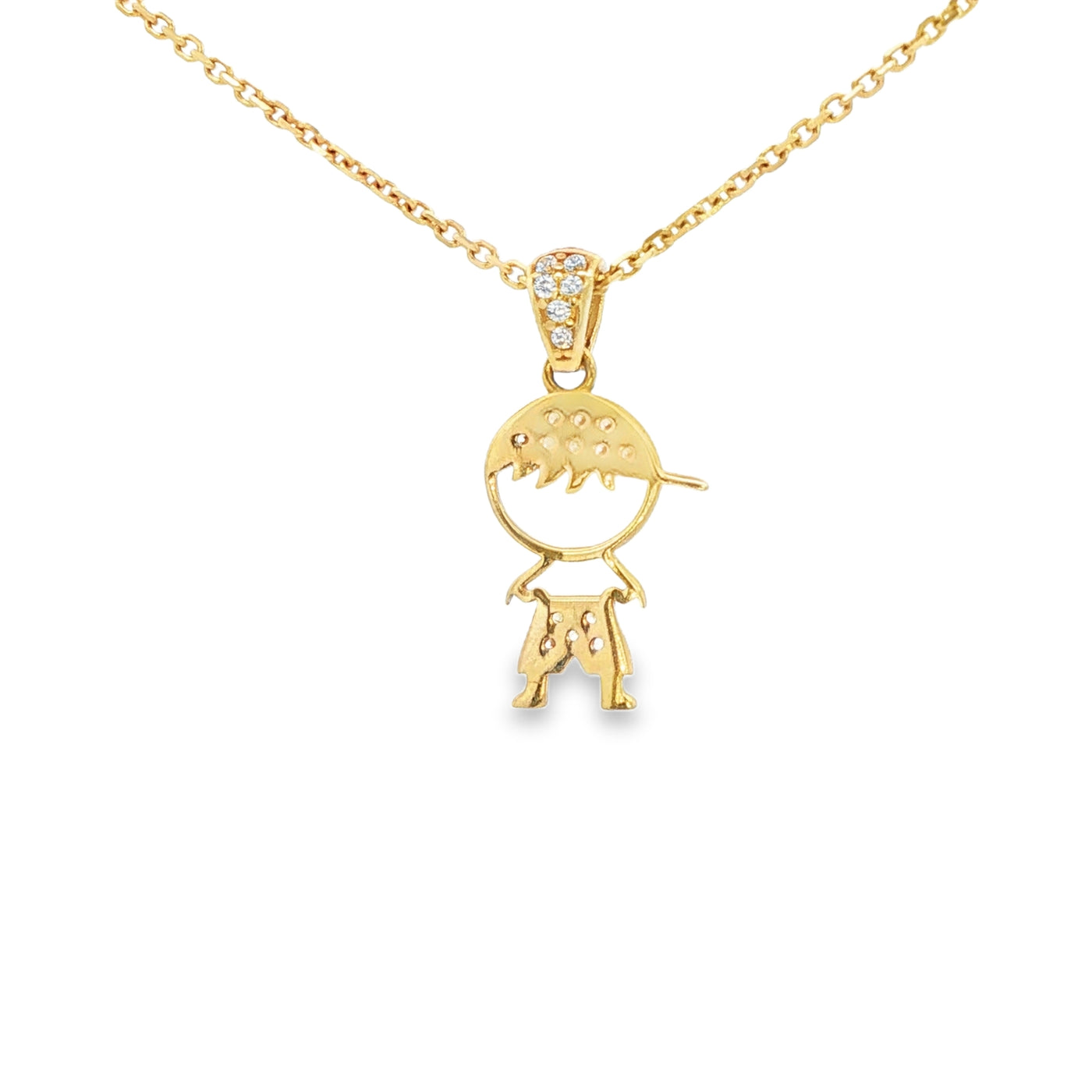PENDANT 14K BOY CZ BOY WITH CAP CZ BAIL