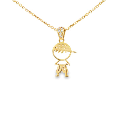 PENDANT 14K BOY CZ BOY WITH CAP CZ BAIL