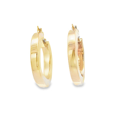 14 KARAT MEDIUM HOOP EARRINGS 25MM SQUARE HOOP