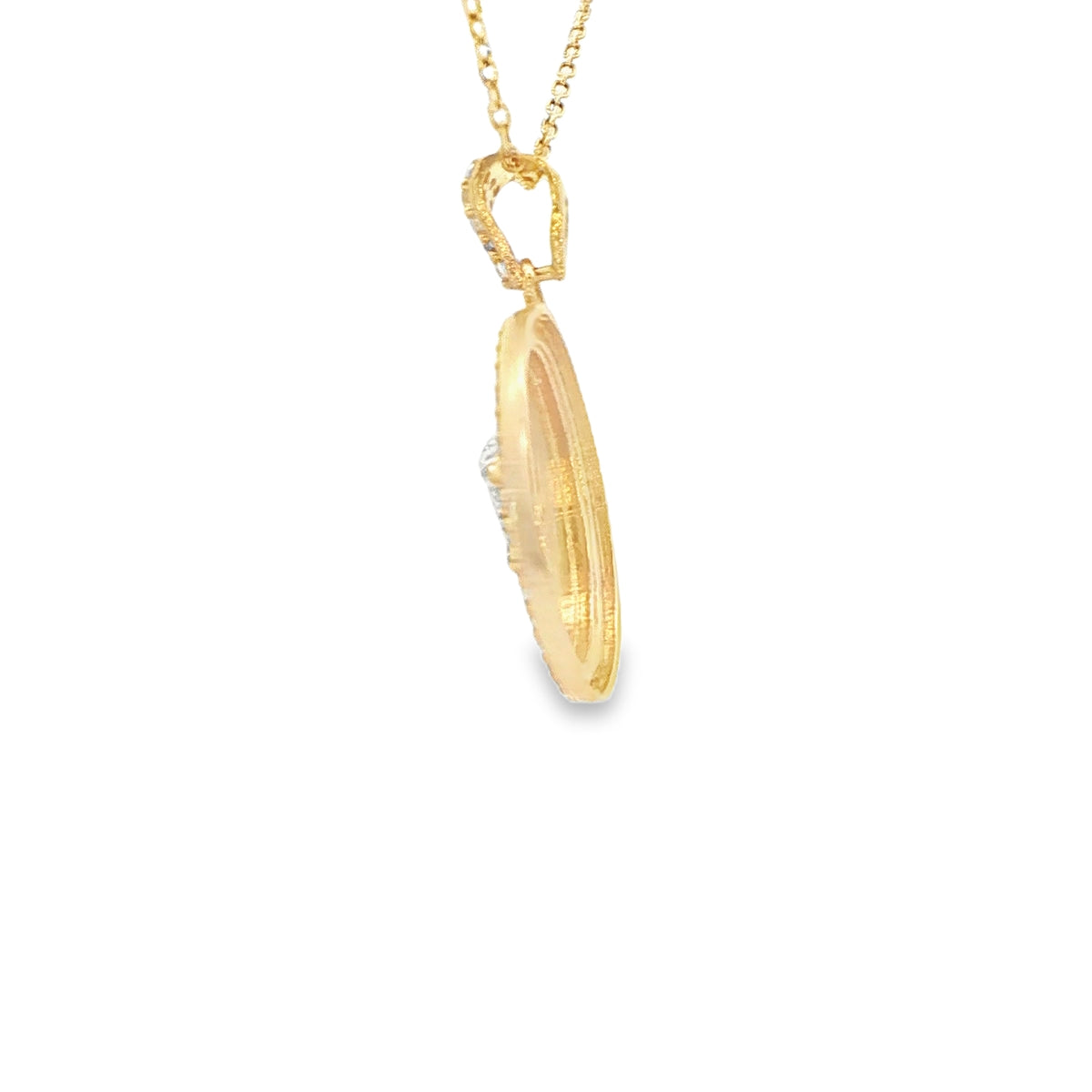 PENDANT 14K 2.0G MEDUSA OVAL CZ STARBURST VERSACE