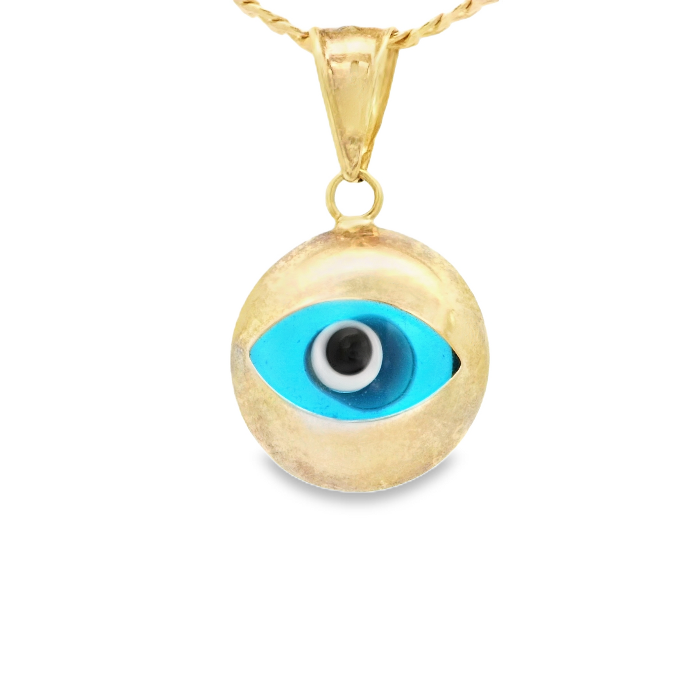 PENDANT 14K EVIL EYE BLUE OVAL POLISHED