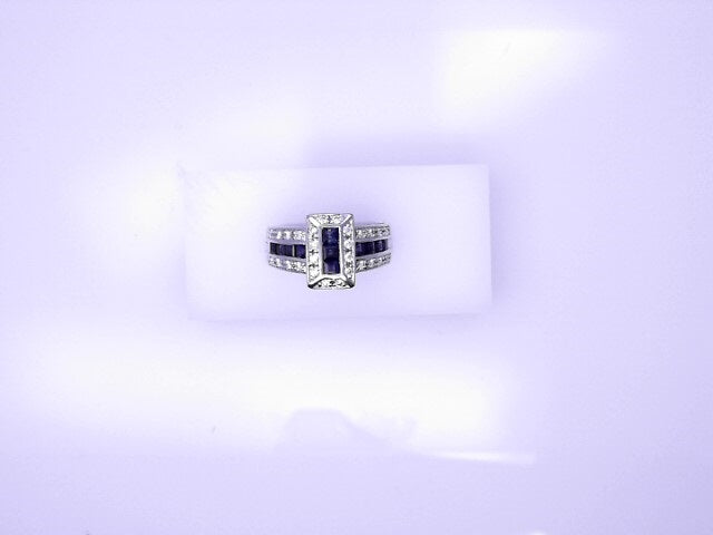 14KR 5.9G DIAMOND SAPHIRE #71/4 NATURAL RECTANGLE