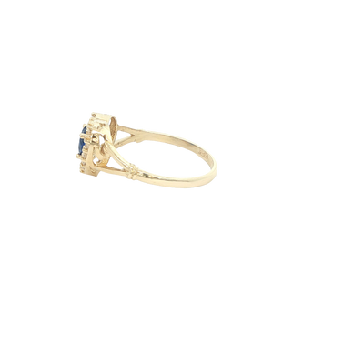 14 KARAT RING SIZE 7 WEIGHT: 2G : CZ HEART BLUE CE