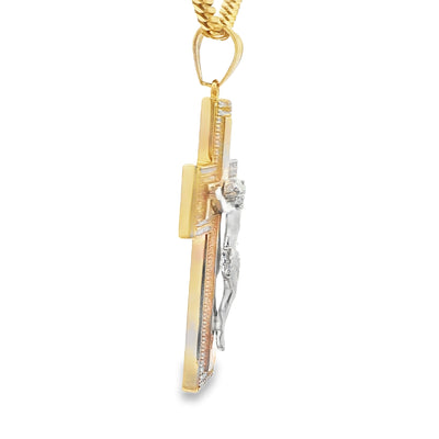 14K PENDENT 9.1G CROSS CZ JESUS CROSS