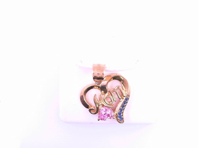 PENDANT 14K 2.8G MOM CZ HEART NEGATIVE SPACE