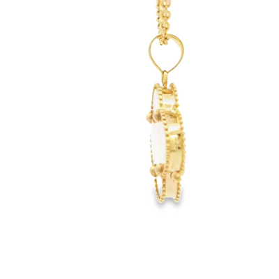 14 KARAT CHARM WHITE CLOVER MILIGRAIN BORDER