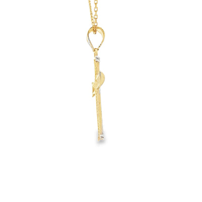 14 KARAT DIAMOND CUT CHARM JESUS CROSS CIRCLE BACK