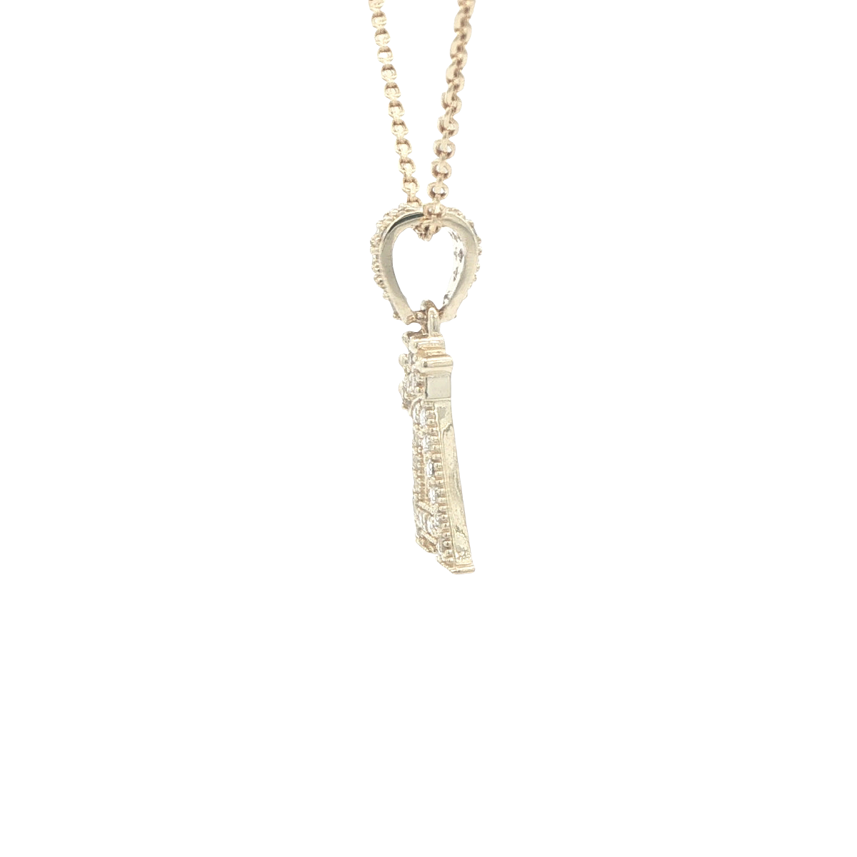 14 KARAT CHARM CZ LETTER A WITH CROWN