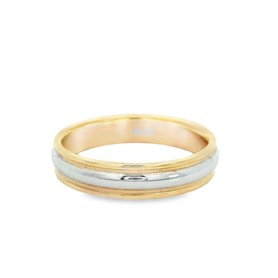 14KR Band Two-tone Miligrain Ring