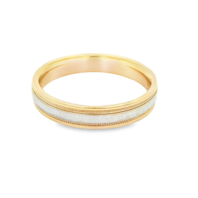 14KR Band Two-tone Miligrain Ring