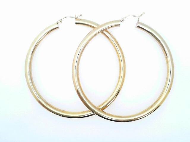 EARRINGS 14 KARAT LARGE HOOP EARRINGS WEIGHT: 5.2G