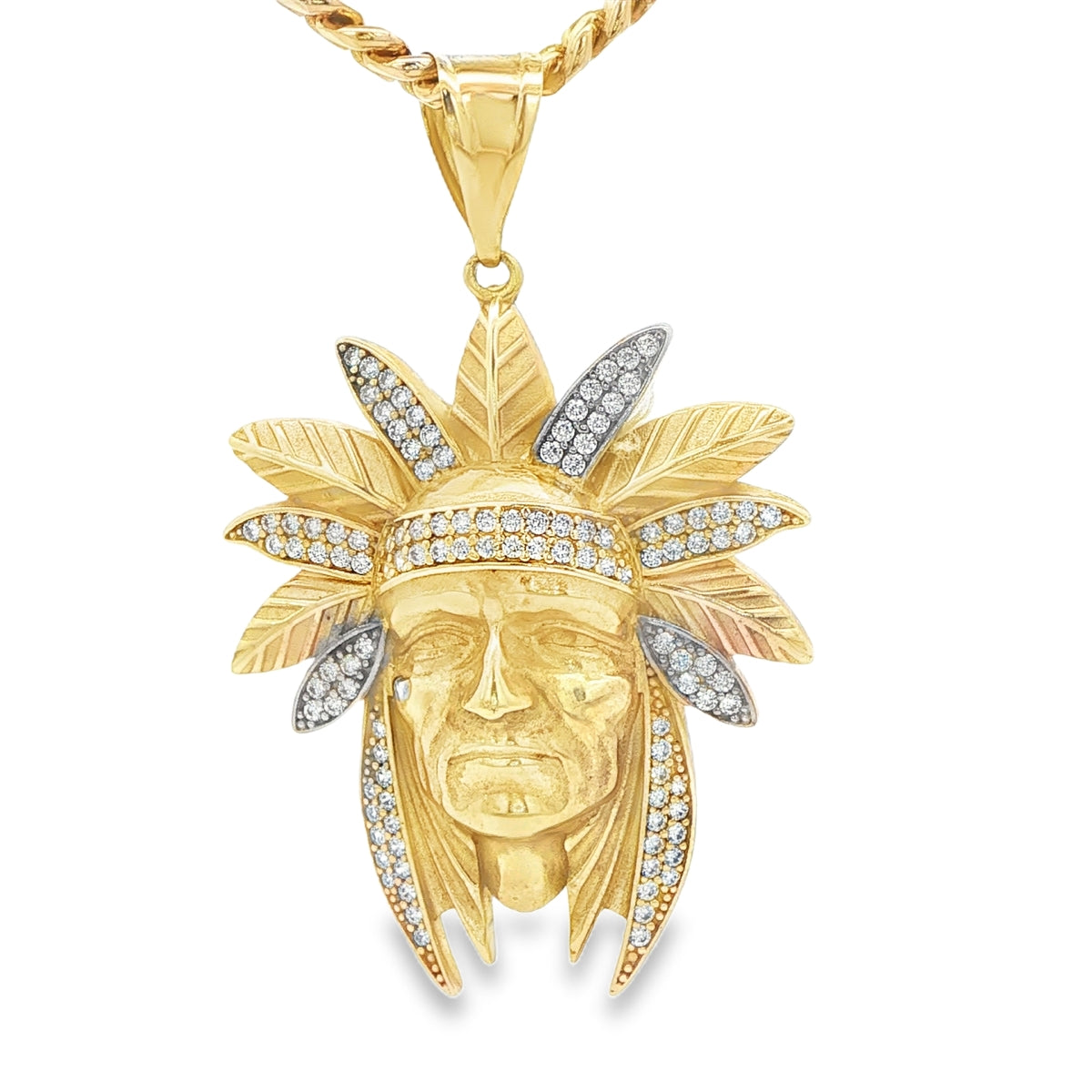 PENDANT 14KP 9.9G Indian Cz Leafs