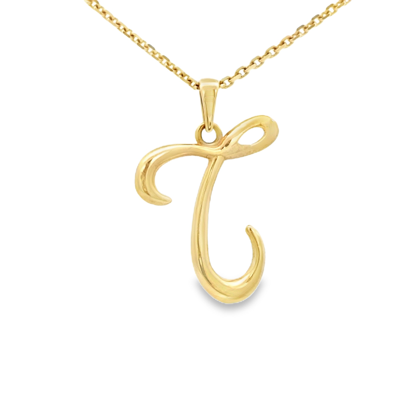 PENDANT 14K LETTER T SCRIPT POLISHED