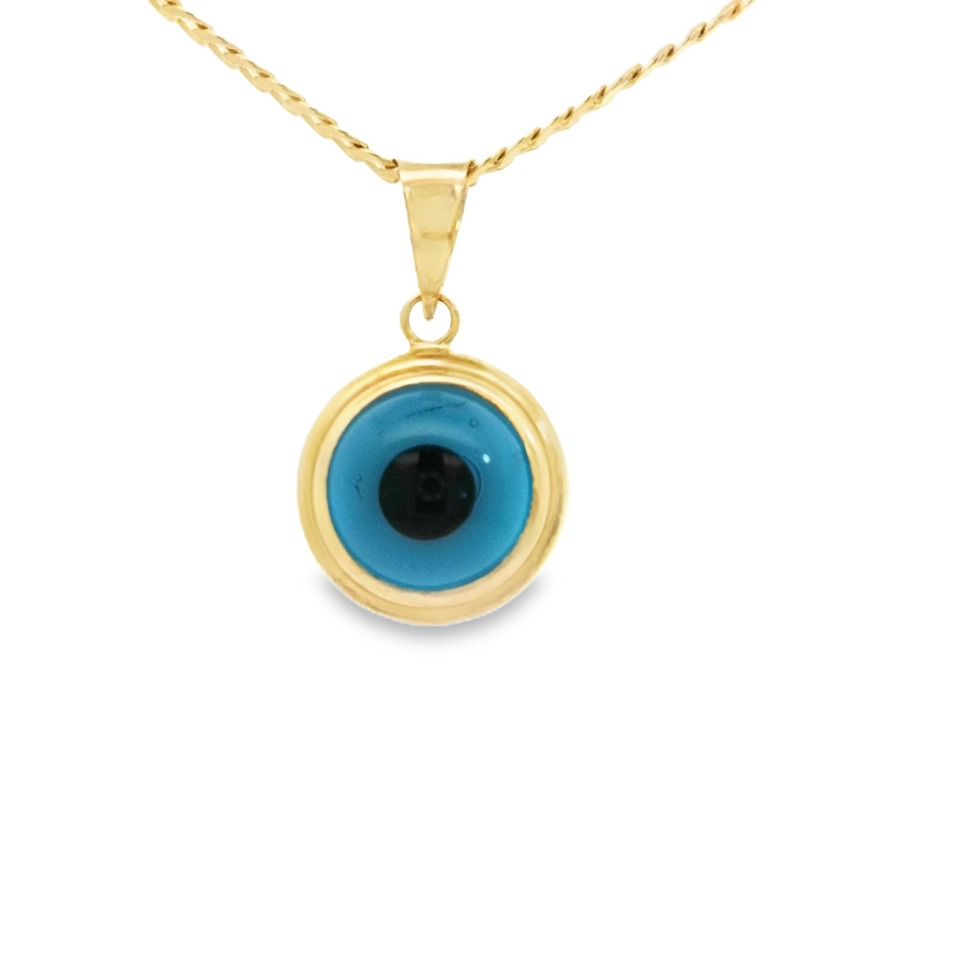 PENDANT 14K EVIL EYE BLUE ROUND BALL