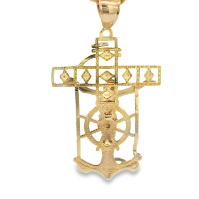 14K Nautical Jesus Cross Two-Tone