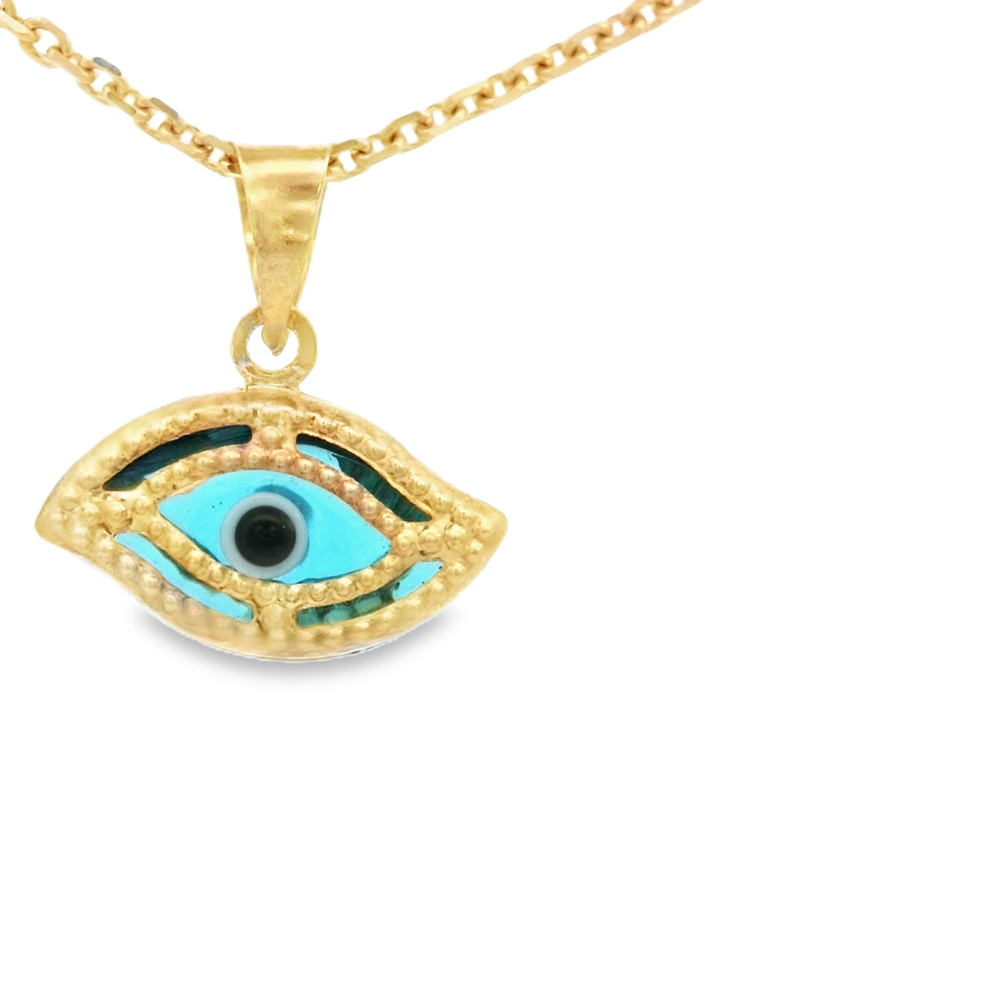 PENDANT 14K EVIL EYE BLUE EYE MILIGRAIN