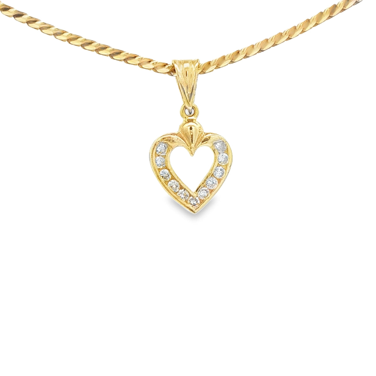 14 KARAT CHARM CZ HEART OPEN CENTER