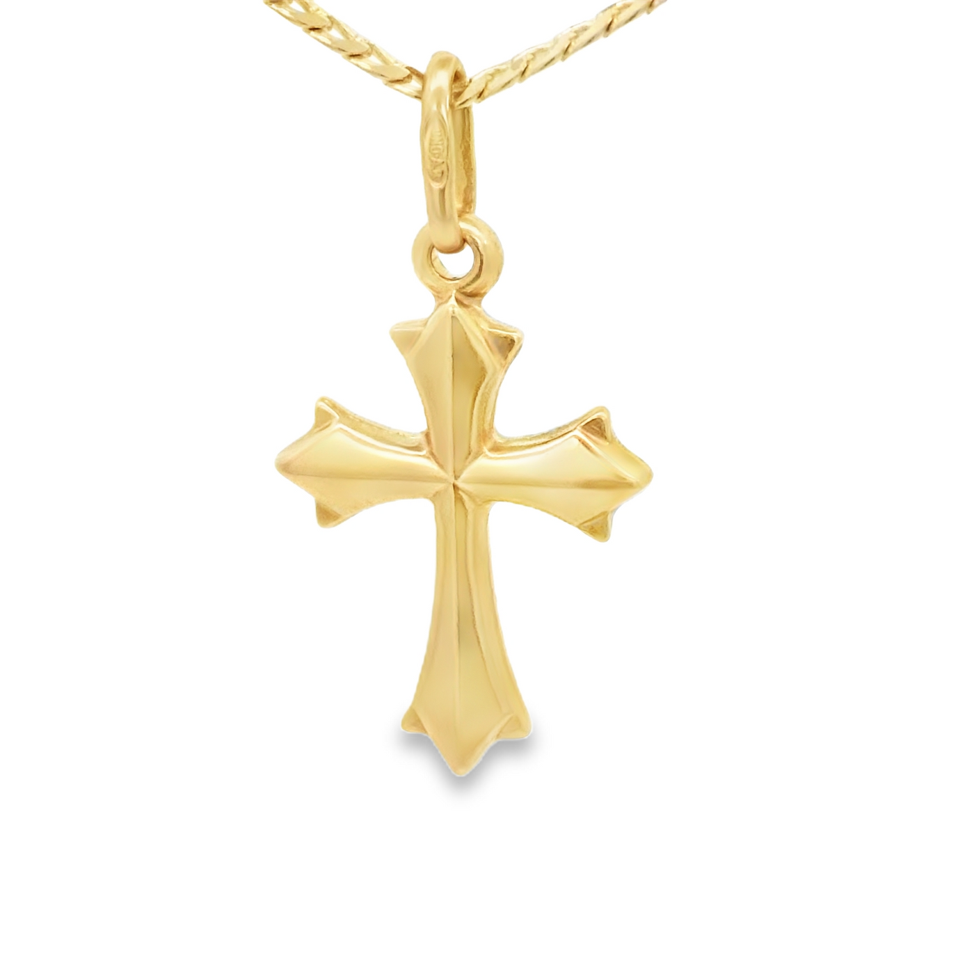 18 KARAT CHARM CROSS VICTORIAN FLARED