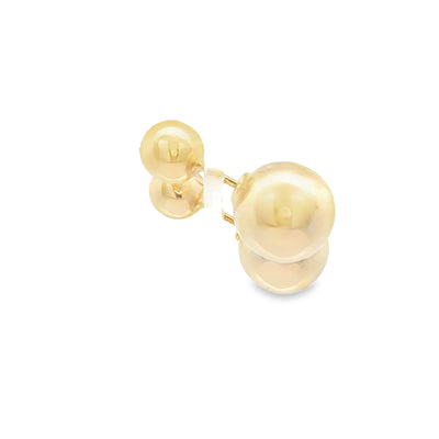 14 KARAT STUD EARRINGS DOUBLE END BALLS SMALL LARGE
