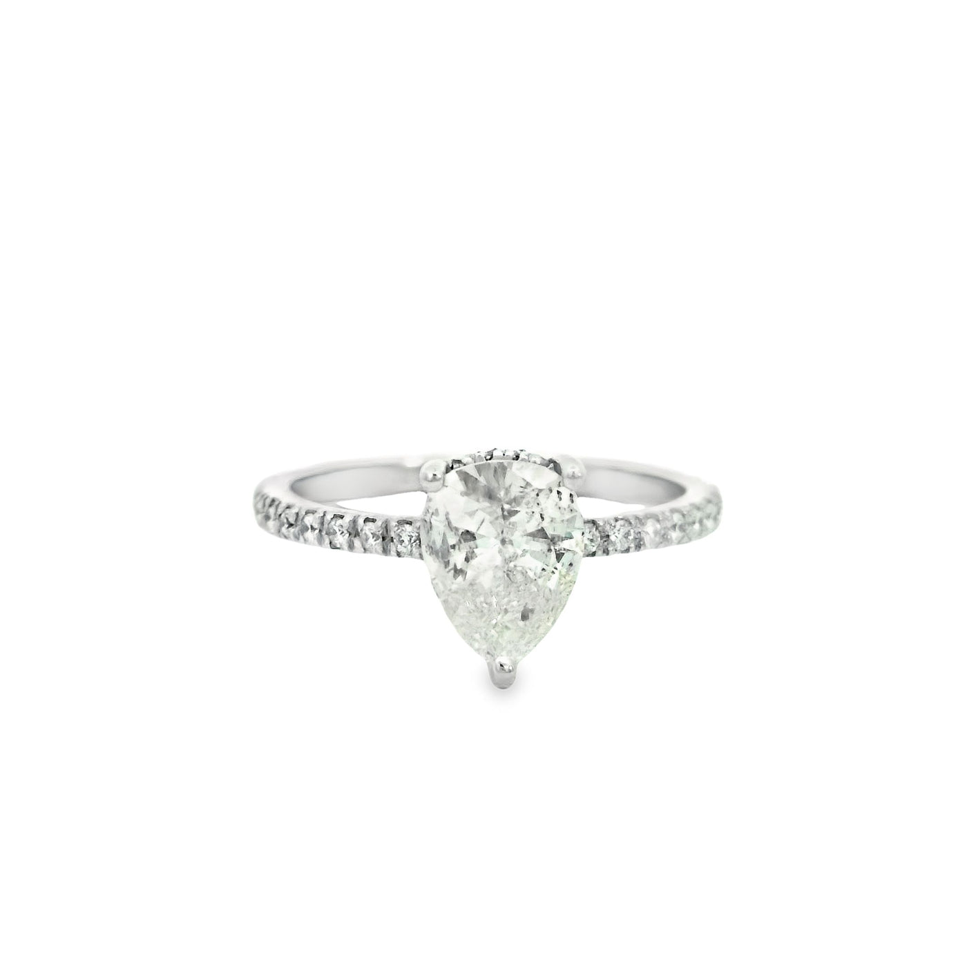 14KR Pear Hidden Halo Solitare Engagement Ring