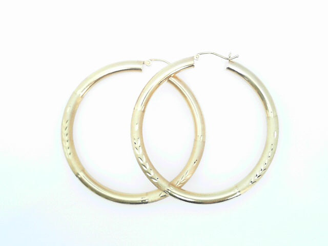 EARRINGS 14 KARAT SATIN MEDIUM HOOP EARRINGS WEIGH