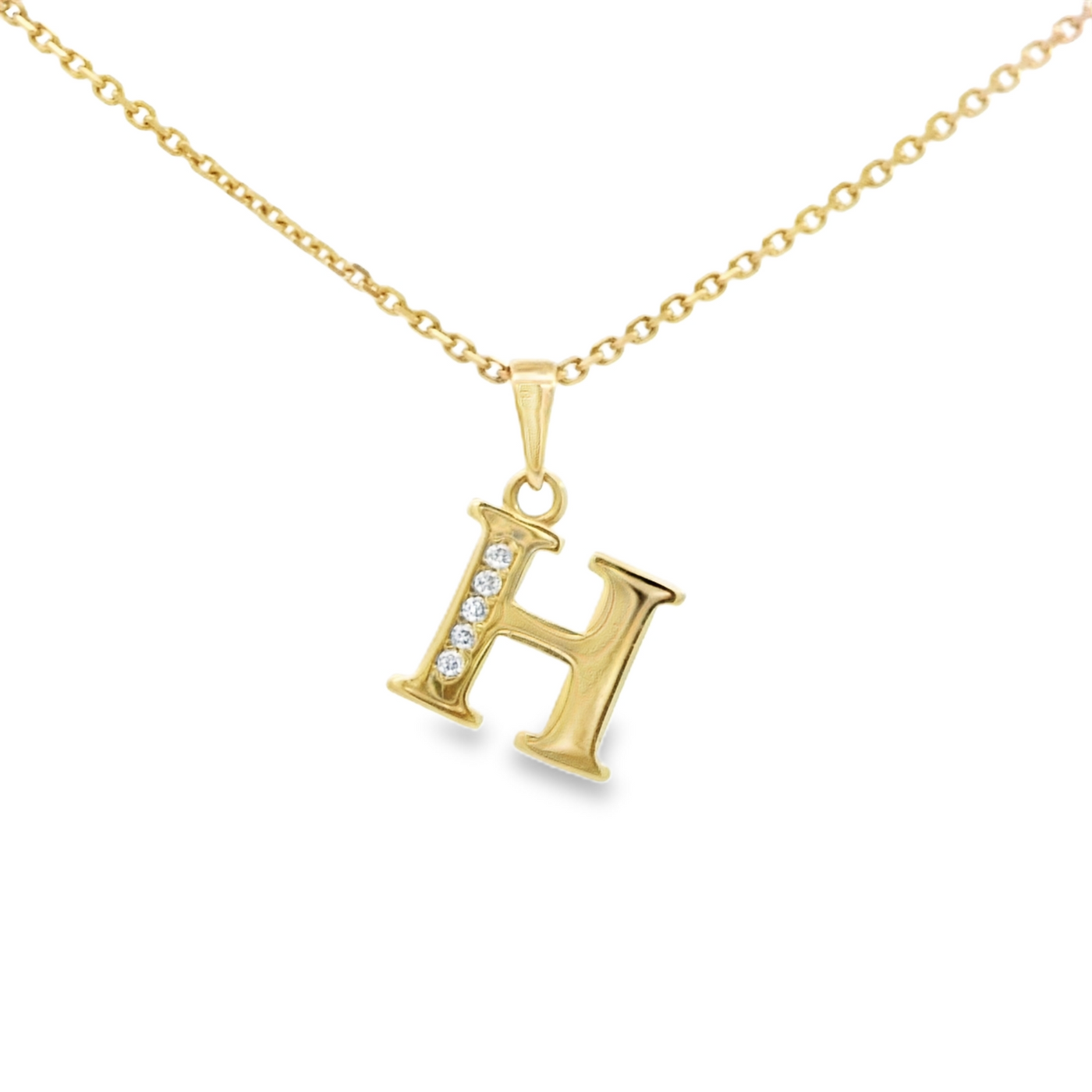 PENDANT 14K CZ LETTER H