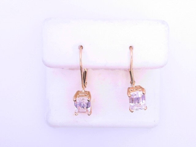 14 KARAT DROP EARRINGS WEIGHT: 1.9 : CZ CLEAR EMER