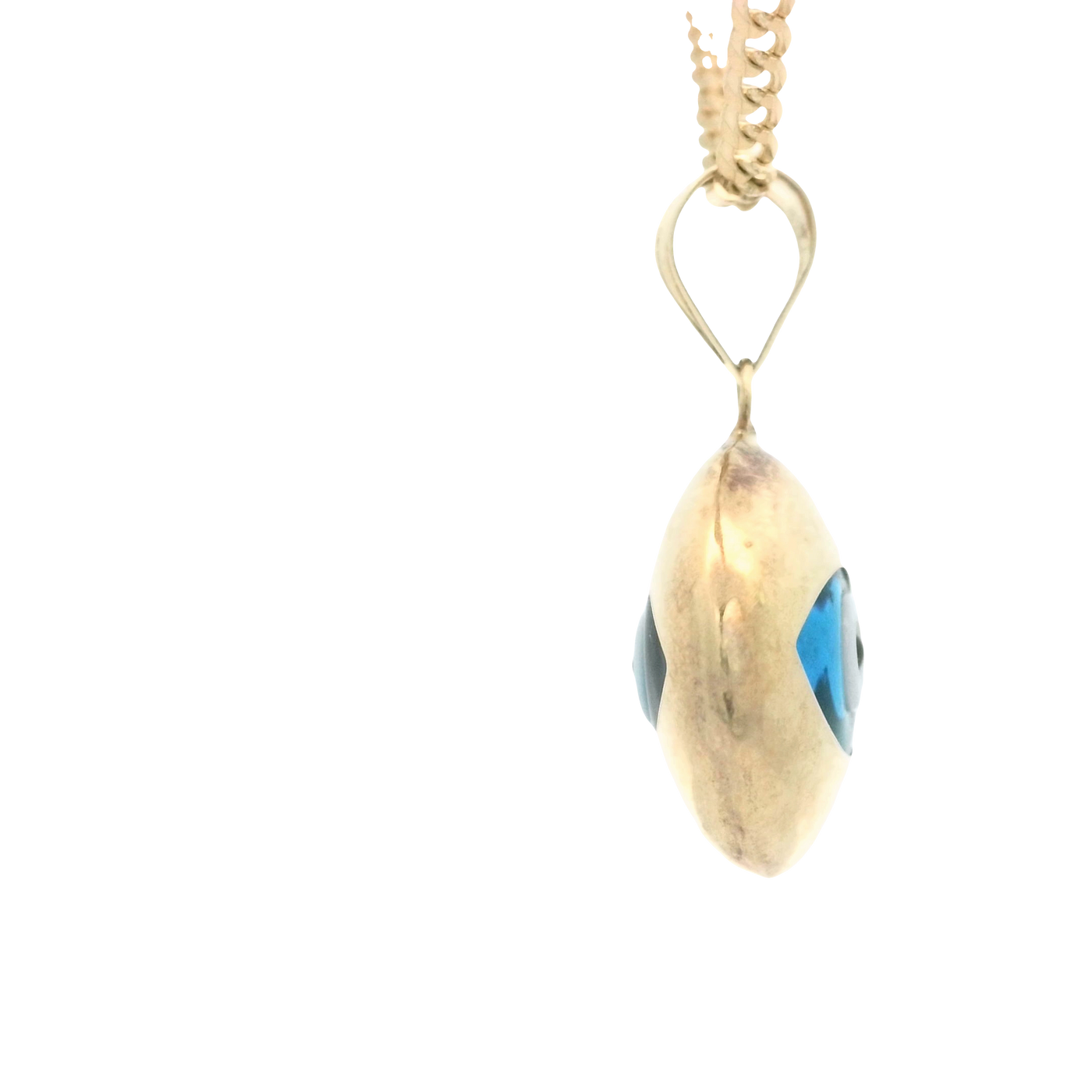 PENDANT 14K 2.0G EVIL EYE BLUE OVAL POLISHED