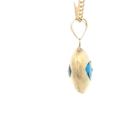PENDANT 14K 2.0G EVIL EYE BLUE OVAL POLISHED
