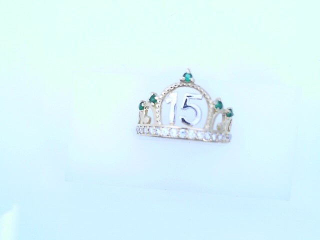 14KR 2.8G QUINCE FIFTEEN #7.5 CZ GREEN CROWN 2TONE