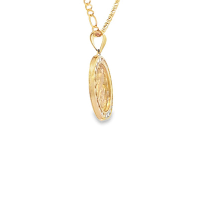 PENDANT 14K SAINT CZ ST BARBARA ROUND