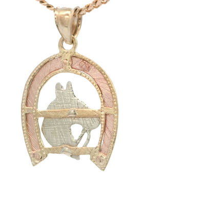 PENDANT 10K 2.2G HORSE 3TONE