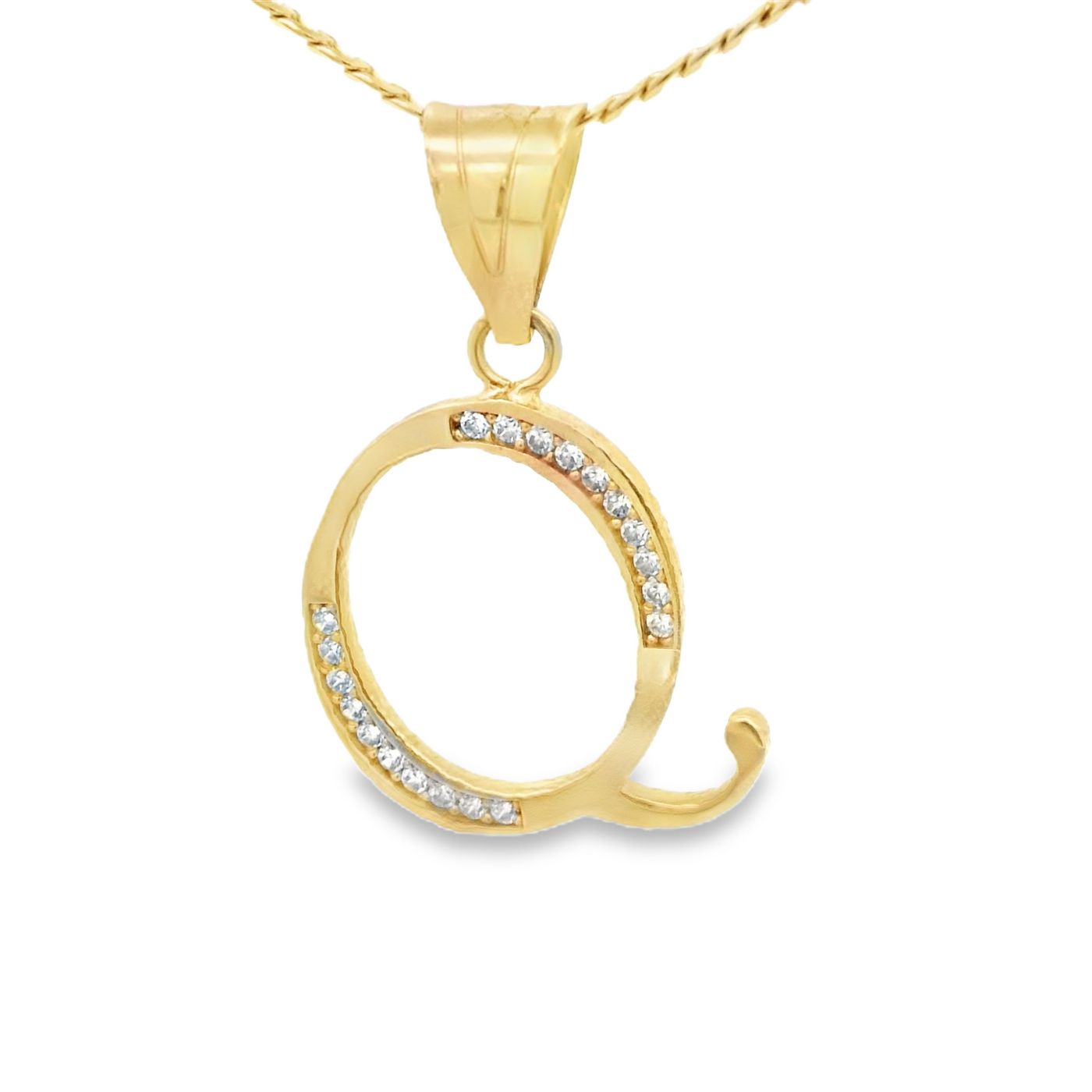 PENDANT 14K CZ LETTER Q