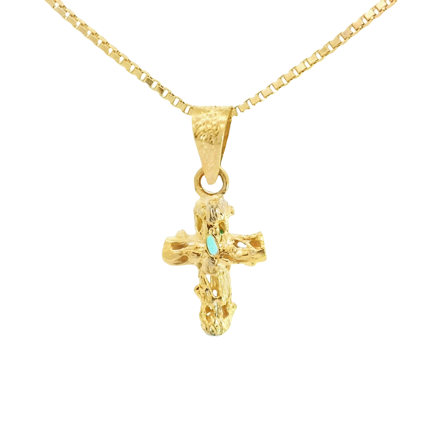 18KR Cross Pendant with Natural Emeralds