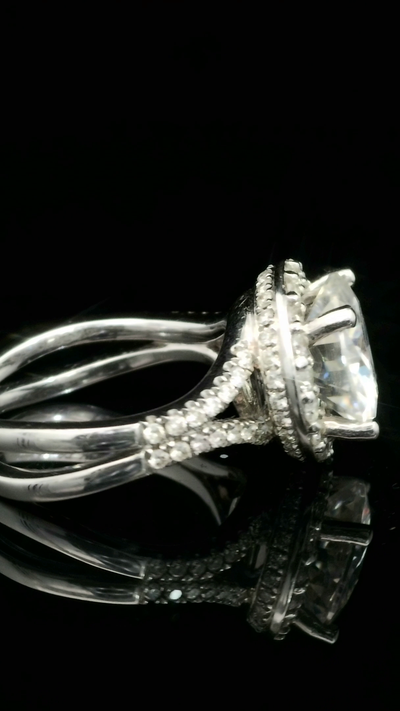 RING 14K 1ct Diamond Mount 3.00ct MOISSANITE cente