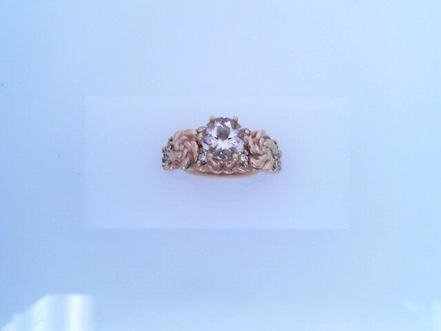 RING 14K ROSE GOLD #7 DIAMONDS 0.75ctw MORGANITE 1