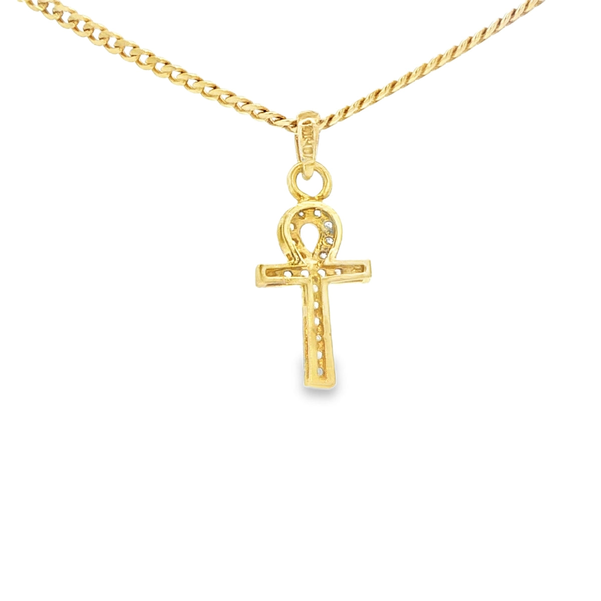14 KARAT CHARM  CZ ANKH