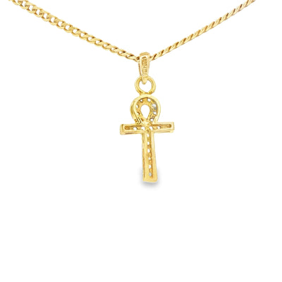 14 KARAT CHARM  CZ ANKH