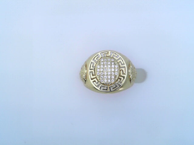 RING 14KR 6.4G GREEK #9.5 CZ ROUND MEDUSA