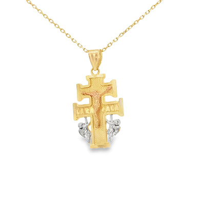 PENDANT 14K 2.2G CARAVACA CROSS 3TONE