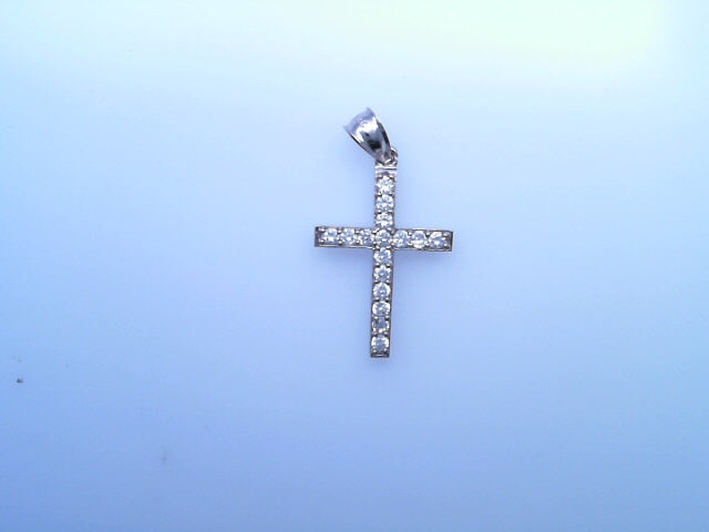 14K PENDENT WHITE  1.9G CROSS CZ