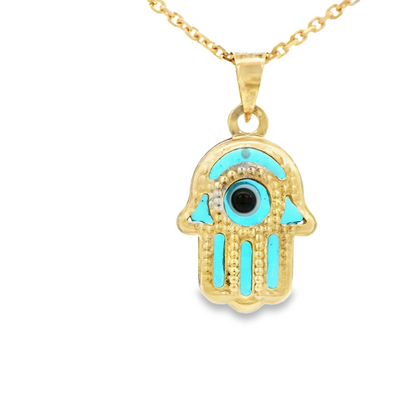 PENDANT 14K HANSMA EVIL BLUE MILIGRAIN