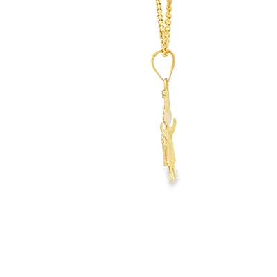 PENDANT 14KP GIRL 3TONE MINI GIRL CLOVER STOMACH