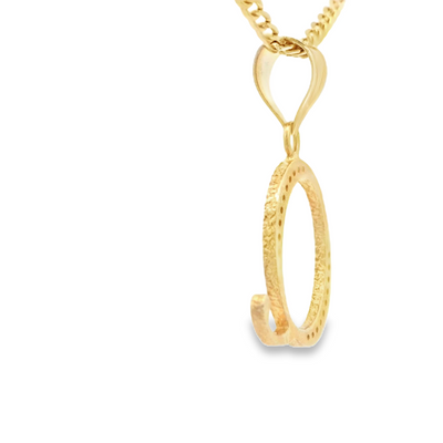 PENDANT 14K Letter Q CZ Italian