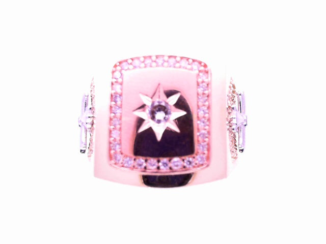 14 Karat Ring Size 10 Weight: 7.7G : CZ CROSS SHAN